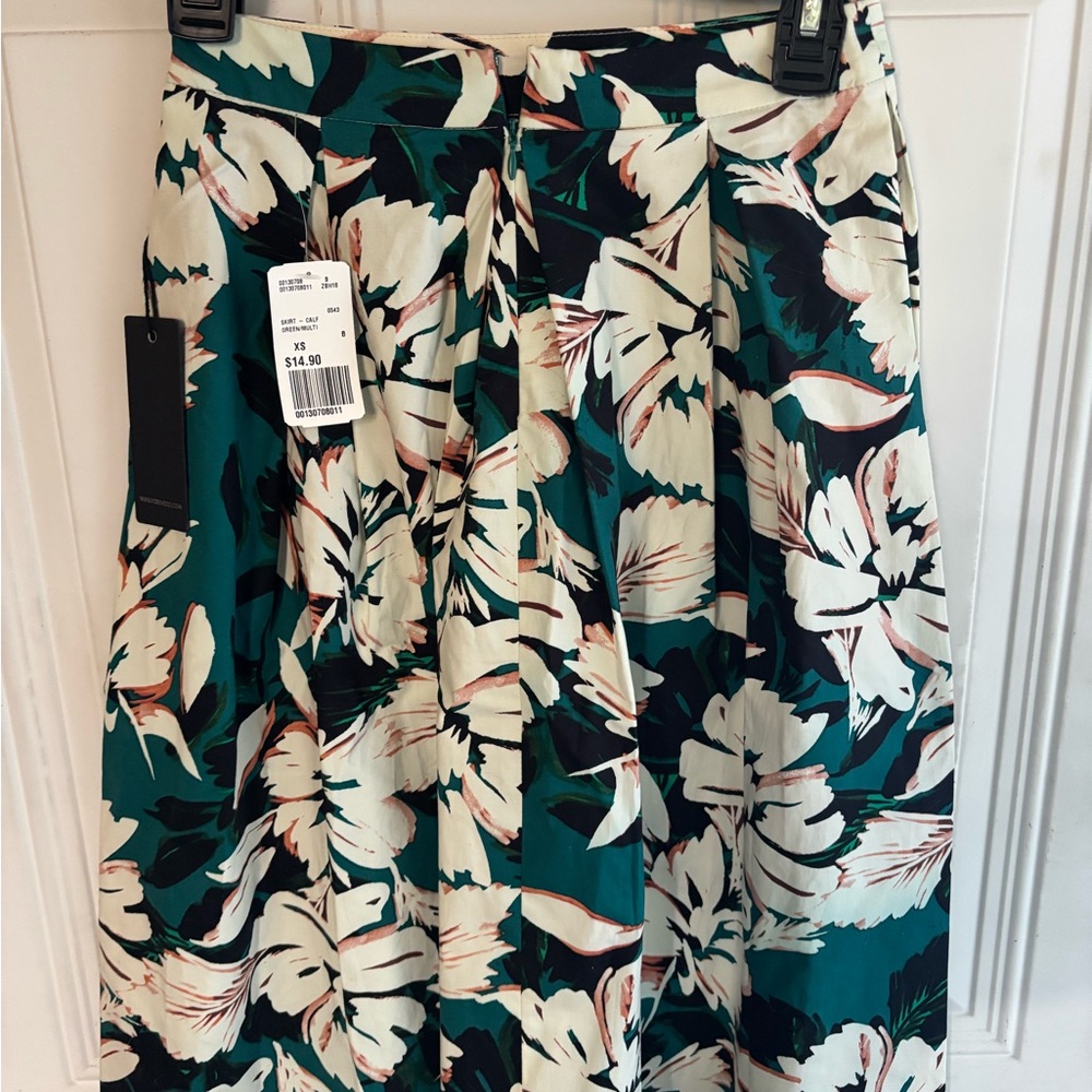 Forever 21 Cream Midi A-Line Skirt
